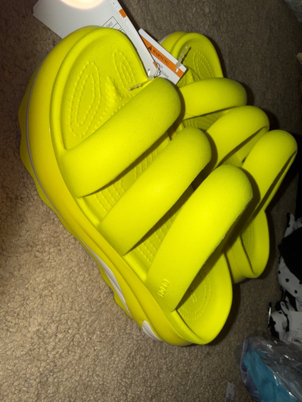CROCS Women's Padded Platform Slide - Bright Yellow - Picture 2 of 3